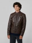 Leather biker jacket TRUSSARDI JEANS 50 01 8051932338152 F